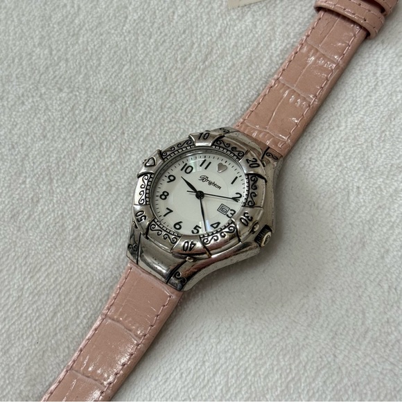 Brighton Accessories - Brighton Lincoln watch(W20140) silver with pink crocodile-embossed leather strap